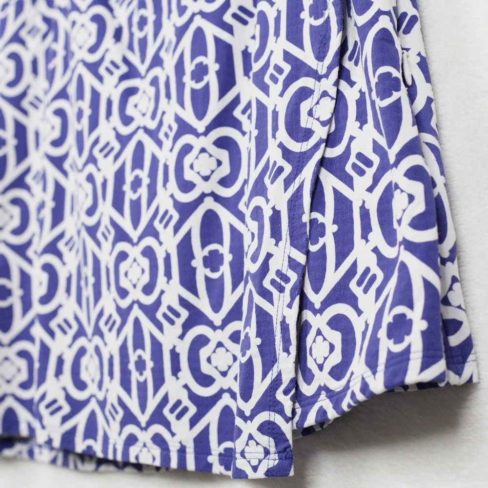 IBKÜL Geometric Print‎ Athletic Golf Tennis Pickleball Skort Blue White Sz S